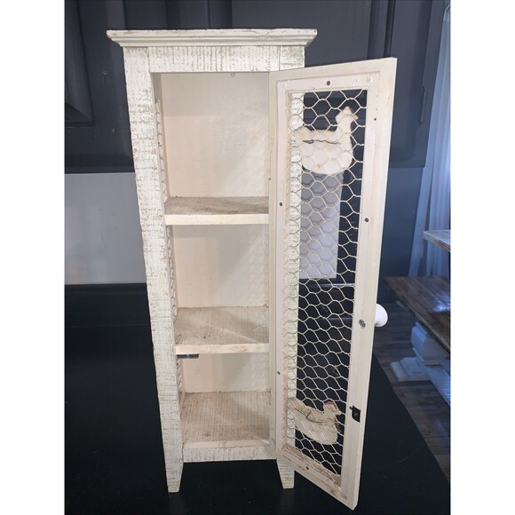 Rooster Rustic Wood Cabinet  Country Primitive Farmhouse Style - Picture 2 of 8